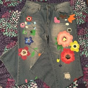 NWT Pantalon painted jeans